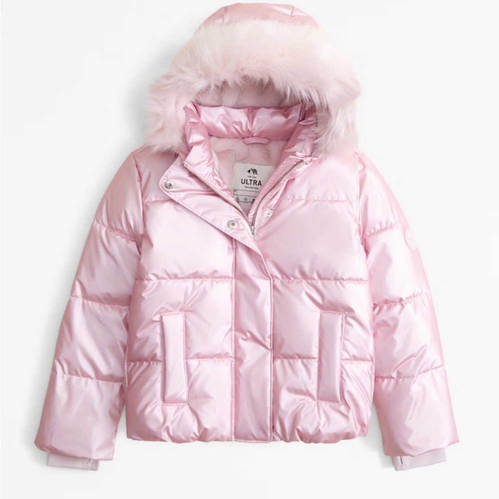 Kids Metallic Pink Ultra Collection Puffer Jacket